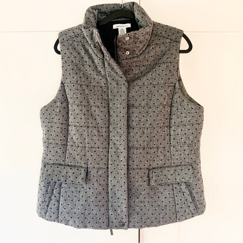 Fun and Cozy Liz Claiborne Polka Dot Vest